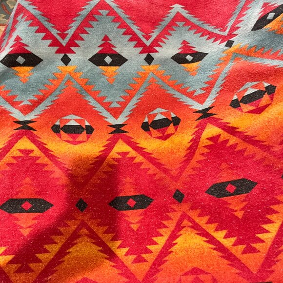 Vintage Adirondack Blanket 1970s Cabin Core Printed Fabric (82x69) Southwest - Picture 7 of 7